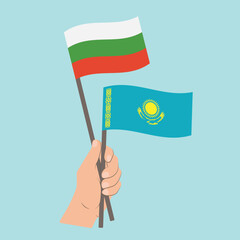 Flags of Bulgaria and Kazakhstan, Hand Holding flags