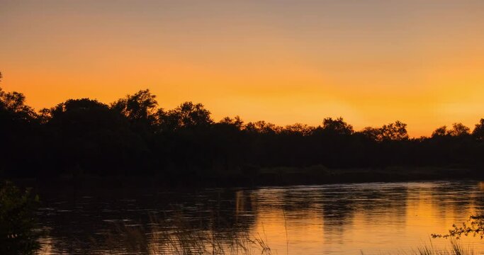 Sunrise timelapse looking over the Luangwa river in South Luangwa National park, Zambia