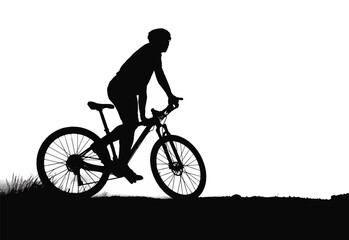 silhouette of a person riding a bicycle isolated on white background vector illustrations .