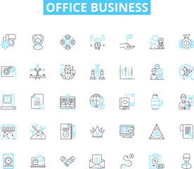 Office business linear icons set. Productivity, Collaboration, Communication, Efficiency, Organization, Workflow, Teamwork line vector and concept signs. Deadline,Innovation,Technology outline