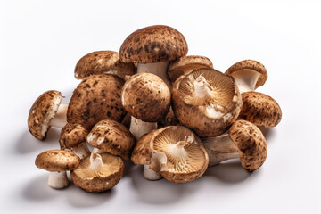 Matsutake Mushroom Tricholoma Matsutake On White Background. Generative AI