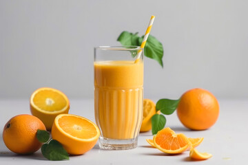 Orange Smoothie On White Background. Generative AI
