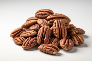Naklejka premium Pecans On White Background. Generative AI
