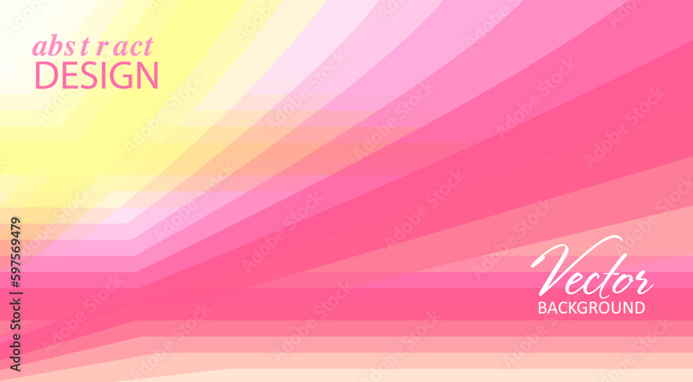 Poster Abstract pink and yellow geometric background with color gradations. Vector pattern