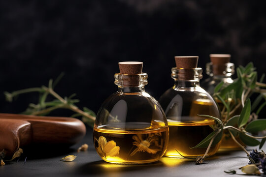 Produto de aromaterapia com &oacute;leo vegetal e natural para tratamento alternativo e beleza de bem-estar e conceito de cuidados com a pele do spa