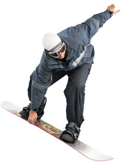 A Man on Snowboard jumping