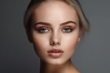 Fototapeta premium Mulher jovem e bonita com pele fresca limpa. Tratamento facial. Cosmetologia, beleza e spa