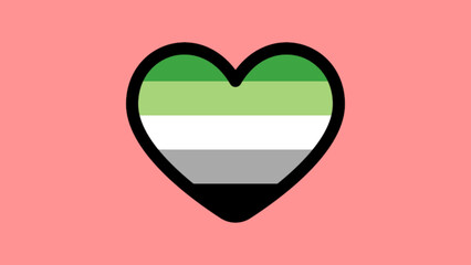 heart aromantic flag LGBT 3d 