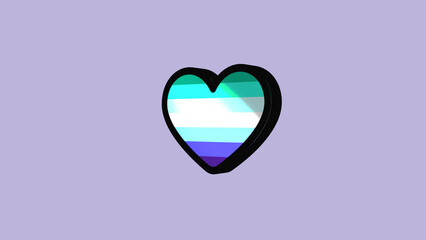 heart Gay flag LGBT 3d