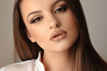 Obraz premium Mulher jovem e bonita com pele fresca limpa. Tratamento facial. Cosmetologia, beleza e spa