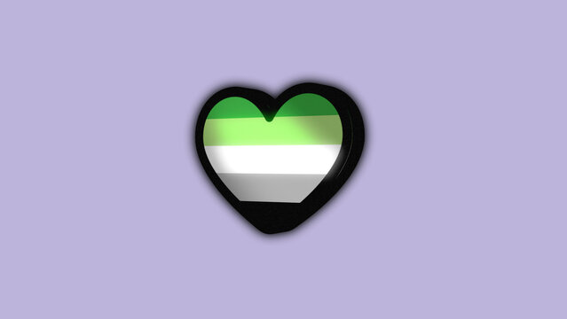 heart aromantic flag LGBT 3d 