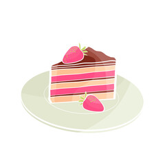 piece of cake with strawberry on the plate
