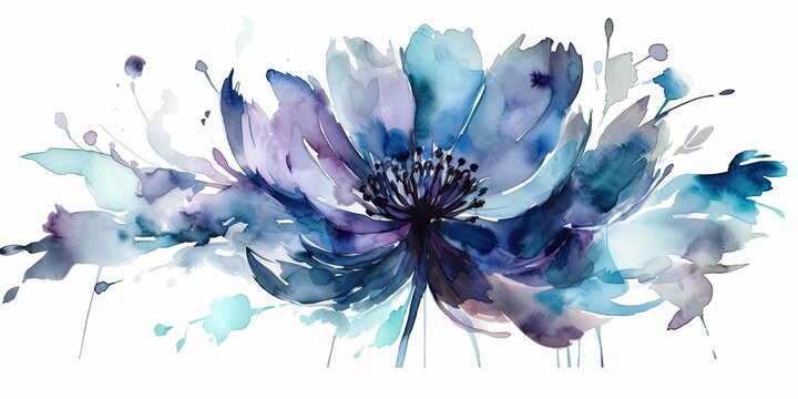 watercolor blue flower Generative AI