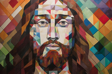 jesus cristo arte geométrica poligonal  - obrazy, fototapety, plakaty