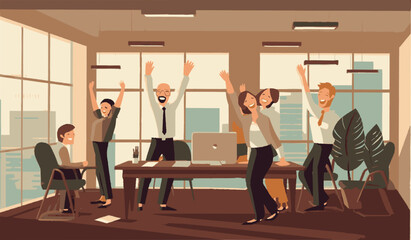 Office Staff Jumping for Joy, Winners