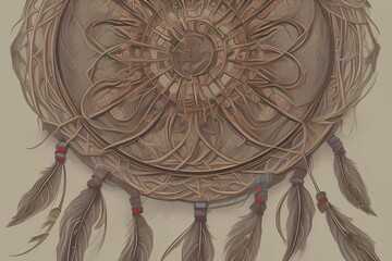 Drawing of the feathered dream catcher - generative ai