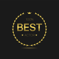 Best actor Golden laurel wreath vector label