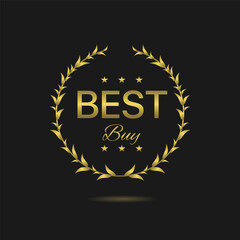 Best buy golden laurel wreath vector label