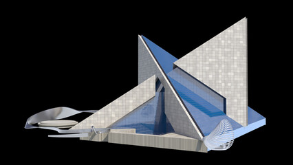 Futuristic Triangular 3D Architecture
