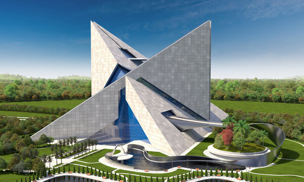 Futuristic Triangular Architecture Aerial