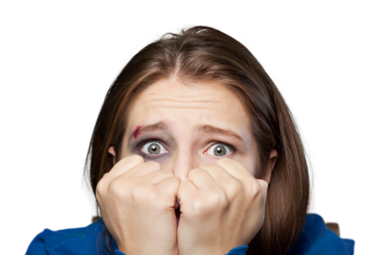 Concept violence in family with an unhappy depressed young woman