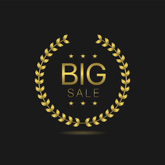 Big sale golden laurel wreath vector label