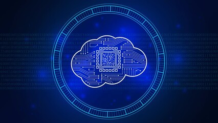 Abstract Artificial Intelligence hardware concept. AI. Virtual concept. Glowing white brain circuit on a microchip on the computer motherboard. Technological brain. Technology. 2d flat animation