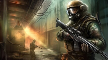 Fototapeta premium Military Gaming Art Background Wallpaper