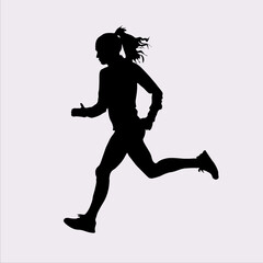 Fototapeta na wymiar silhouette girl athlete running sport vector