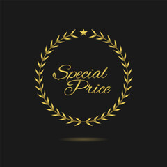 Special price golden laurel wreath vector label