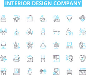 Interior design company linear icons set. Sophisticated, Sleek, Modern, Chic, Elegant, Contemporary, Timeless line vector and concept signs. Luxurious,Functional,Stylish outline illustrations