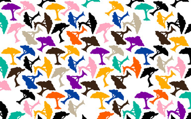 abstract color Hand drawn collage background with vector and traditional fabric pattern