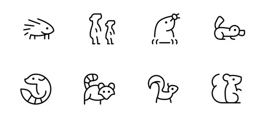 Naklejka premium Rodent, Bunny, Rabbit icon flat vector and illustration, graphic, editable stroke. Suitable for website design, logo, app, template, and ui ux.
