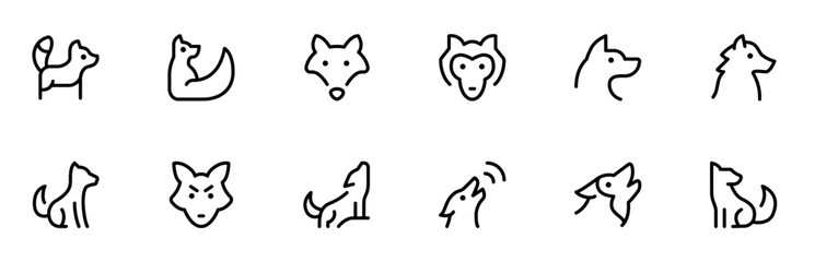 wolve icon, fox icon. flat vector and illustration, graphic, editable stroke. Suitable for website design, logo, app, template, and ui ux.