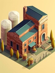 A winery icon with translucent glass isometric view .Generative AI