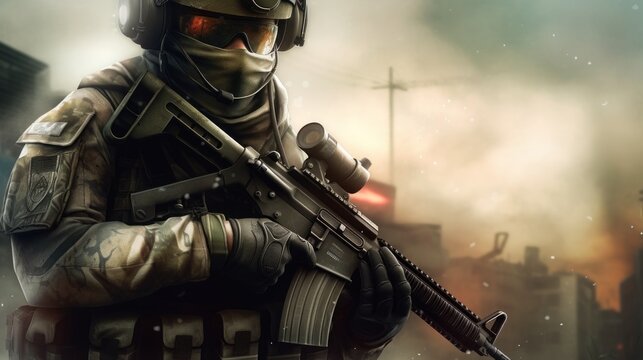 First Person Shooter Game Art FPS Wallpaper Background