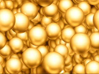 Abstract 3d golden sphere shape yellow background.