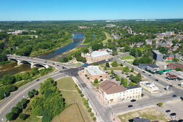 Fototapeta na wymiar Aerial scene of Brantford, Ontario, Canada in summer