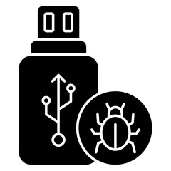 A flat design icon of infected usb 