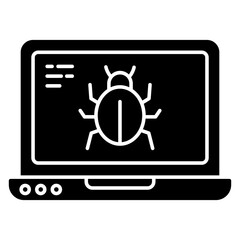 A flat design icon of infected laptop 