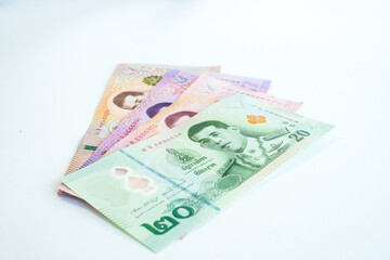 Obraz na płótnie Canvas Thai baht banknotes. Cash money of Thailand. Thai economy and financial system concept.