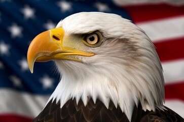 Bald eagle american flag states. Generate Ai