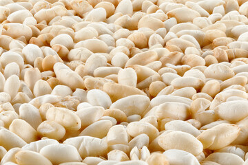 Crisped puffed rice cereal as background texture - close-up