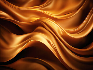 Golden Silk Waves Background. Generative Ai