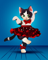Adorable kitten dancing the salsa. 