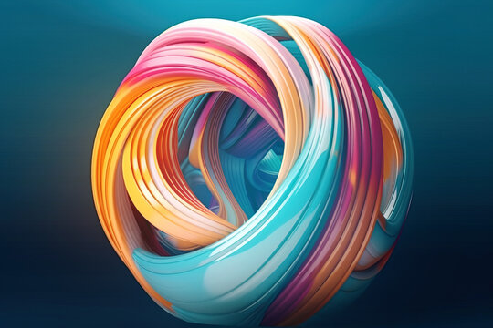 Abstract colorful circular shape. Digitally generated AI image