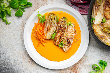 chicory stewed vegetable dish healthy meal food snack on the table copy space food background rustic top view keto or paleo diet veggie vegan or vegetarian food