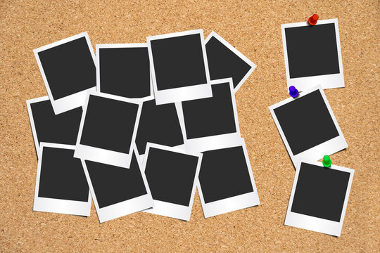 Polaroid Collage template on Cork Board