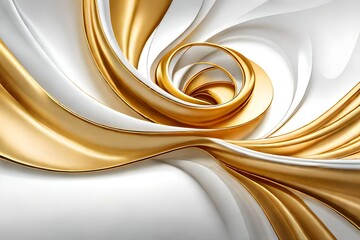 Premium luxury gold and white fabric silk wavy isolated on white