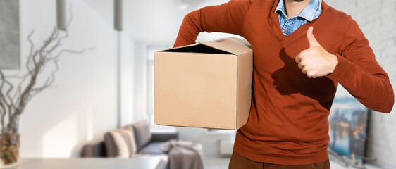worker, delivery man with box